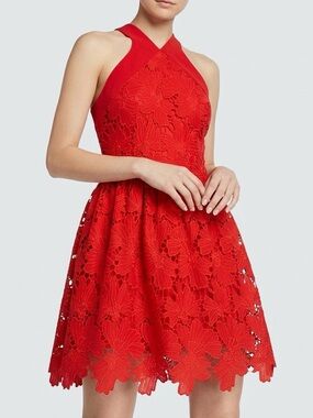 Layered With Love Red Floral Lace Halter Mini Dress NWT XL